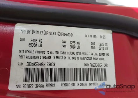 2006 Dodge Charger Rt z USA, uszkodzony, nr VIN 2B3KA53H06H179859